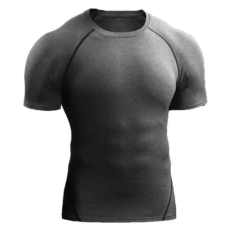 Fitness clothes men's outdoor sports quick drying short sleeved t-shirt training pro running stretch tight fitting clothes yoga Vibey