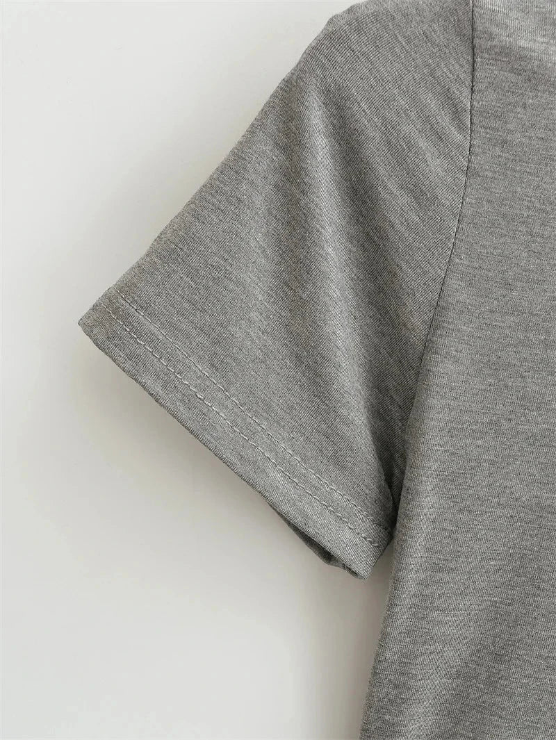 2024 New High Quality Casual T shirt Sexy Slim Short Sleeves Fashion Trend Solid Women Clothing y2k Tops Vibey