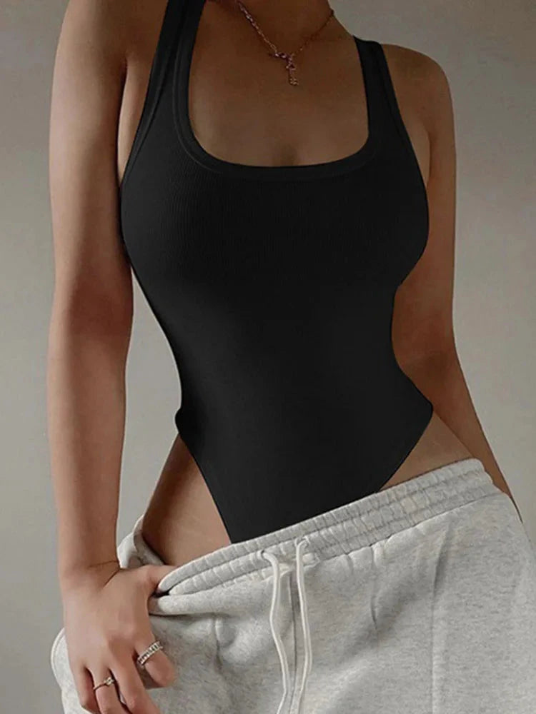 Sleeveless Knit Bodysuit Hot Summer Sexy Bodycon Off Shoulder Halter Tops Casual Street Bodice For Women ClubWear Vibey