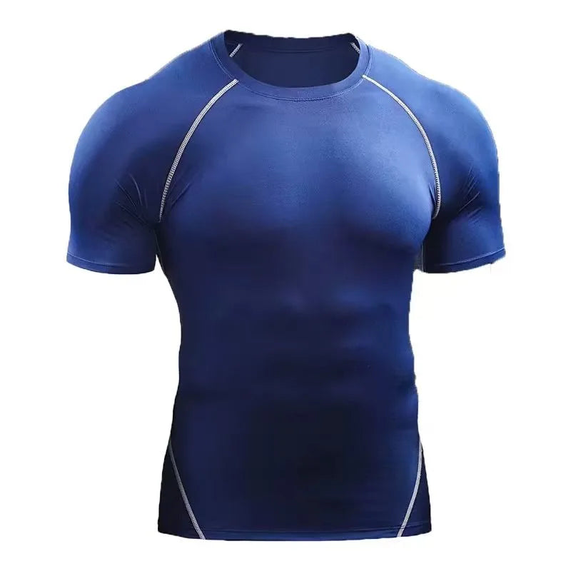Fitness clothes men's outdoor sports quick drying short sleeved t-shirt training pro running stretch tight fitting clothes yoga Vibey