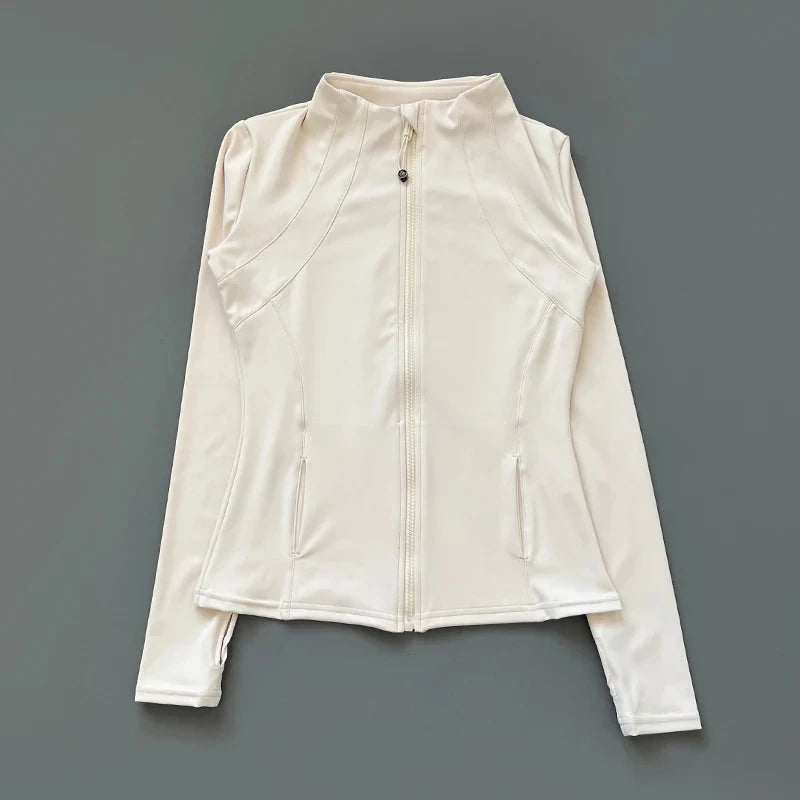 Quick Dry Stand Up Collar Fitness Jacket For Women Slim-Fit Zipper Yoga Wear Long Sleeve Breathable Running Sports Cycling Top Vibey