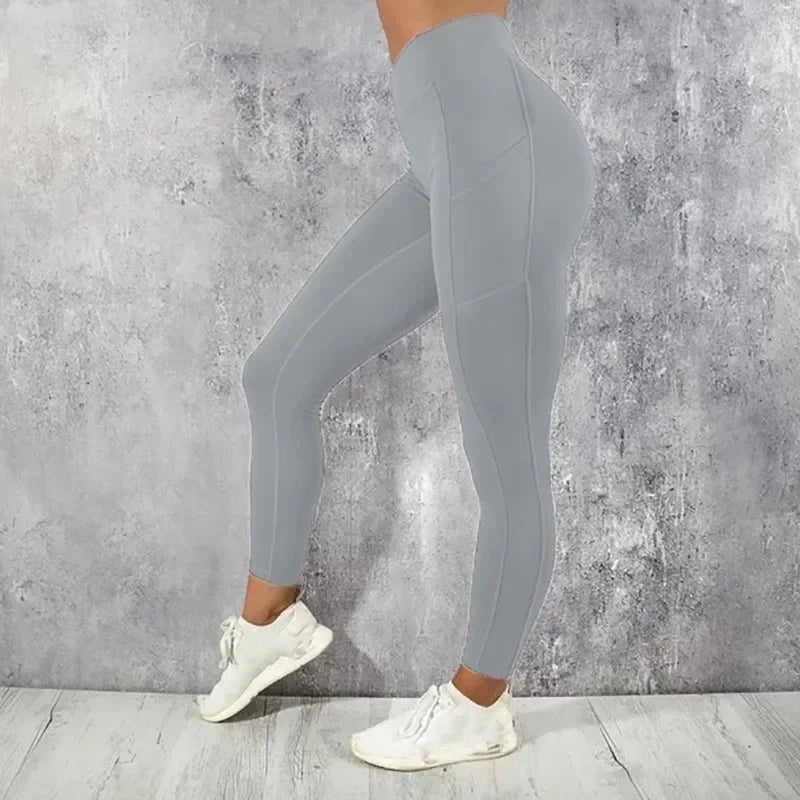 Yoga Fitness Women Leggings High Waist Tights with Pocket Gym Workout Running Stretchy Sexy Butt Liftting Casual Skinny Pants Vibey