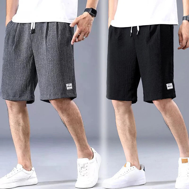 Lce Silk Shorts Men's Thin Sports Cropped Pants Loose Straight Leg Cool Breathable New Fashion Trend Casual XL-XXXL Vibey