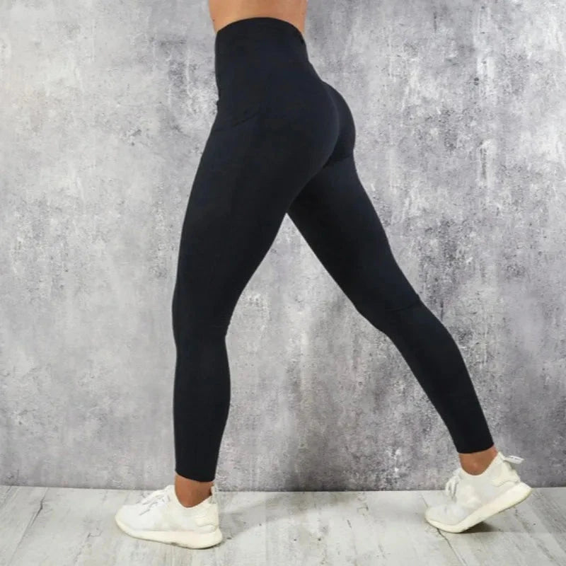 Yoga Fitness Women Leggings High Waist Tights with Pocket Gym Workout Running Stretchy Sexy Butt Liftting Casual Skinny Pants Vibey