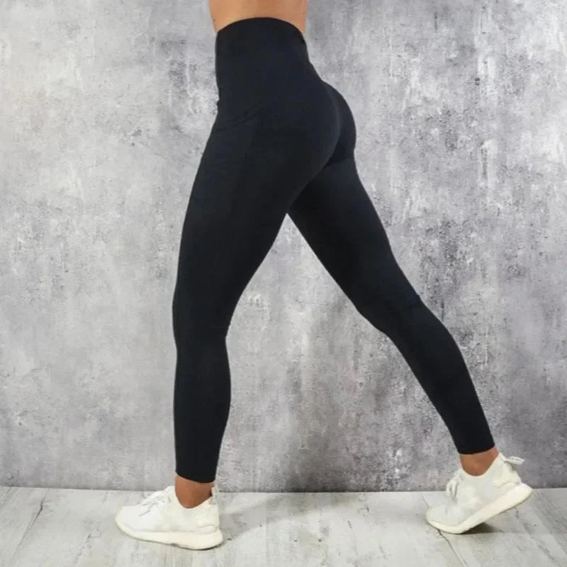Yoga Fitness Women Leggings High Waist Tights with Pocket Gym Workout Running Stretchy Sexy Butt Liftting Casual Skinny Pants Vibey