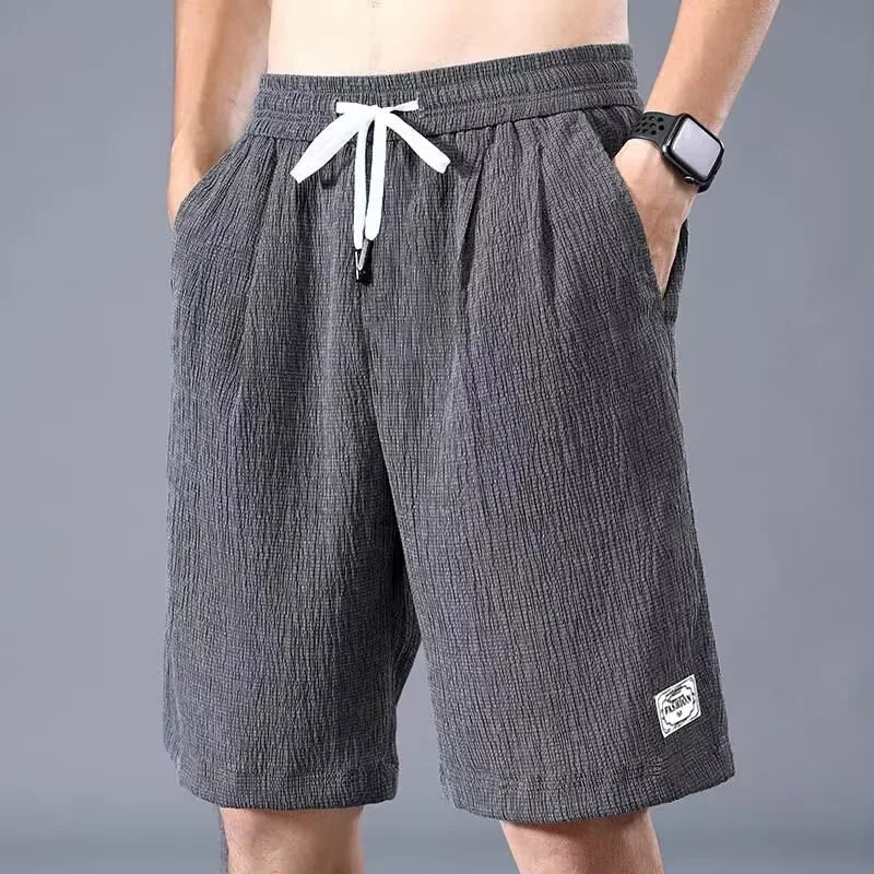 Lce Silk Shorts Men's Thin Sports Cropped Pants Loose Straight Leg Cool Breathable New Fashion Trend Casual XL-XXXL Vibey
