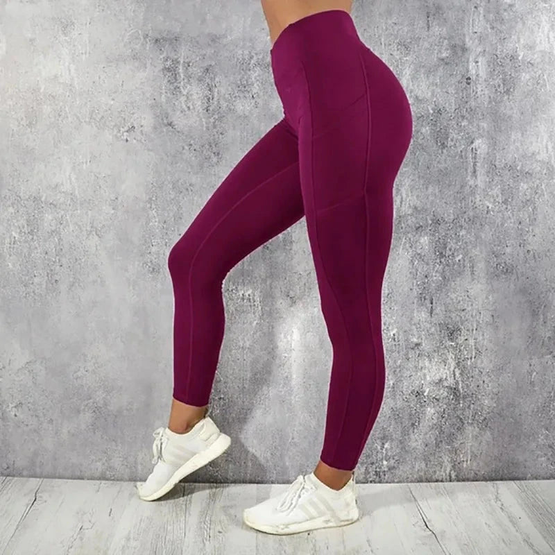 Yoga Fitness Women Leggings High Waist Tights with Pocket Gym Workout Running Stretchy Sexy Butt Liftting Casual Skinny Pants Vibey