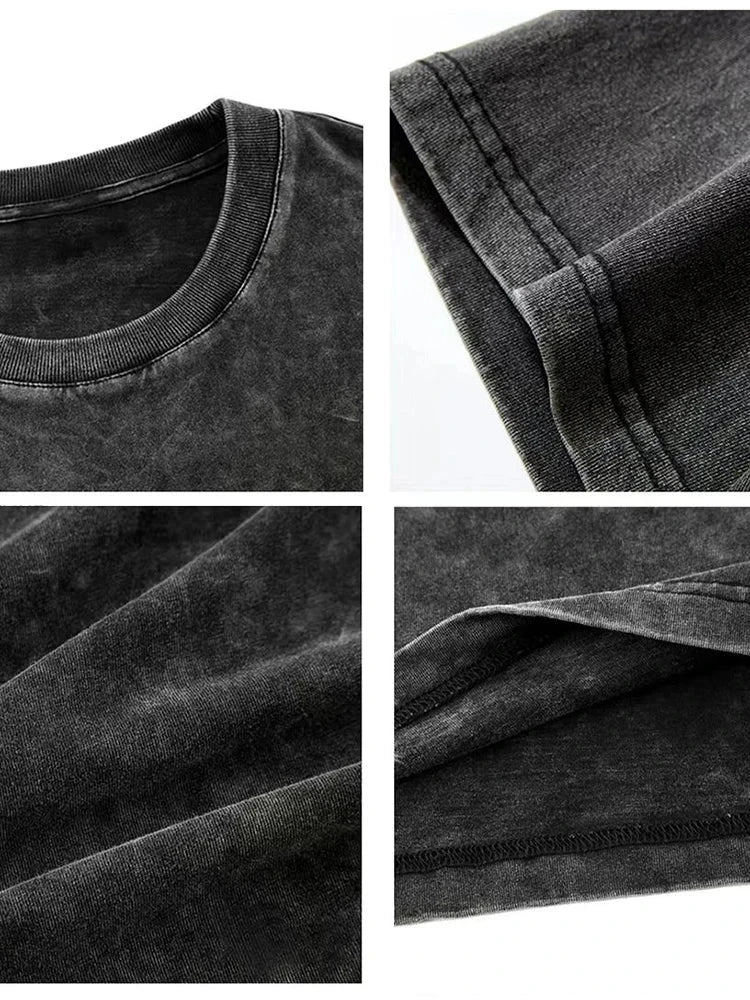 2025 Washed Vintage T-Shirts Street Hip Hop Retro Punk T Shirt women Harajuku Casual Cotton Short Sleeve Acid Wash TShirts top Vibey