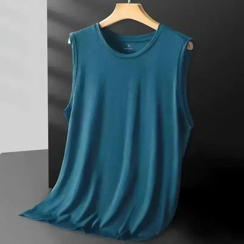 Men's Ice Silk Mesh Vest Lightweight Sports Summer Wear Sleeveless T-shirt Tank Top Casual Fashion Outerwear Vibey