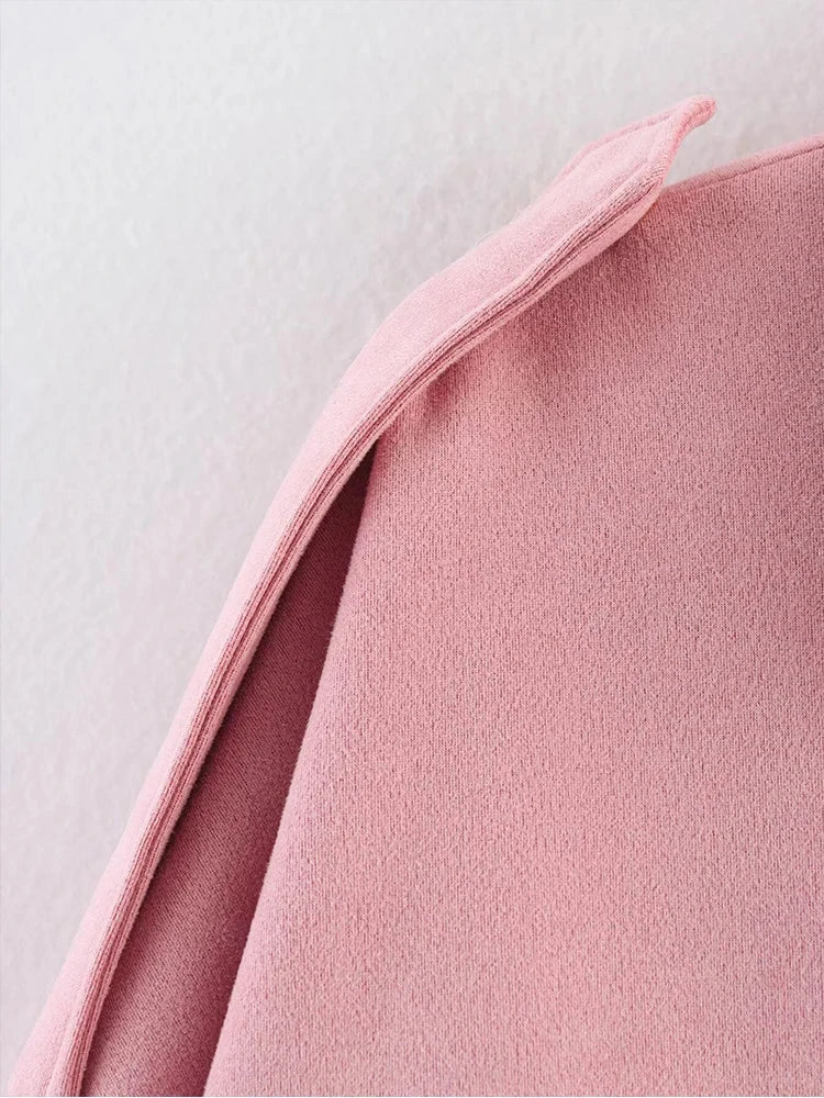 TFMLN Women Suede Bomber Jacket Spring New Fashion Long Sleeve Zipper Oversize Solid Bomber Coat Chic Lady 2025 Streetwear Vibey