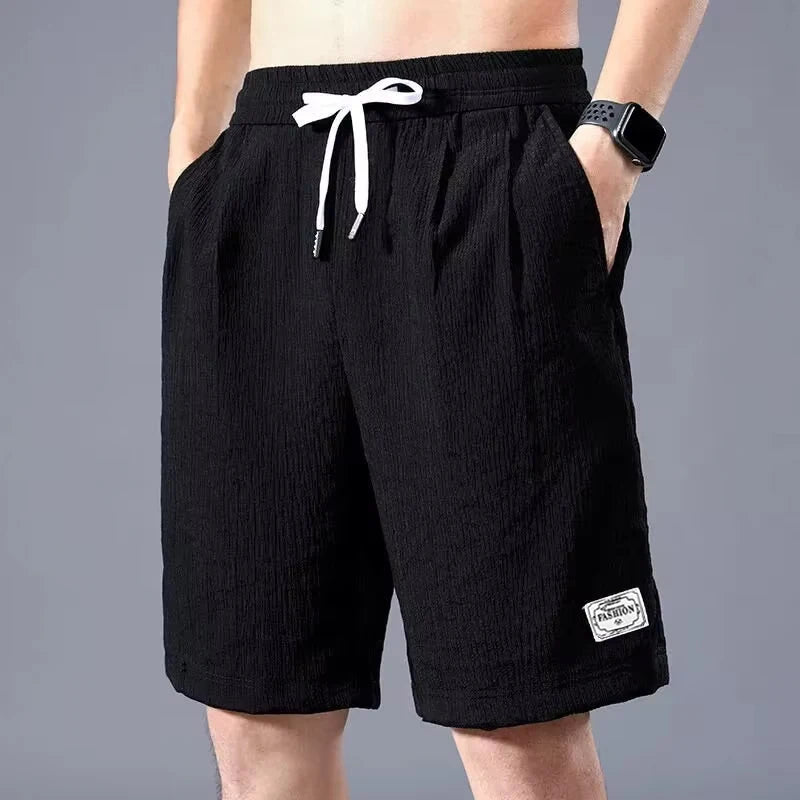 Lce Silk Shorts Men's Thin Sports Cropped Pants Loose Straight Leg Cool Breathable New Fashion Trend Casual XL-XXXL Vibey