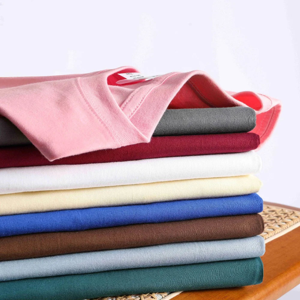 100% Cotton Men's Women Summer T-shirt Loose Short-sleeved Casual Basic T-Shirt Round Neck Solid Color Breathable Unisex Tops Vibey