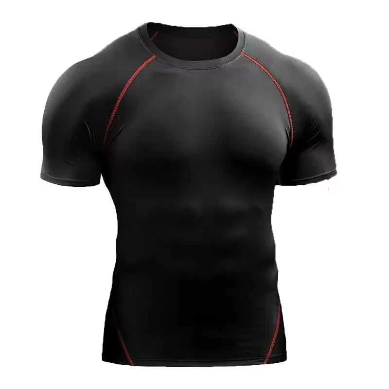 Fitness clothes men's outdoor sports quick drying short sleeved t-shirt training pro running stretch tight fitting clothes yoga Vibey