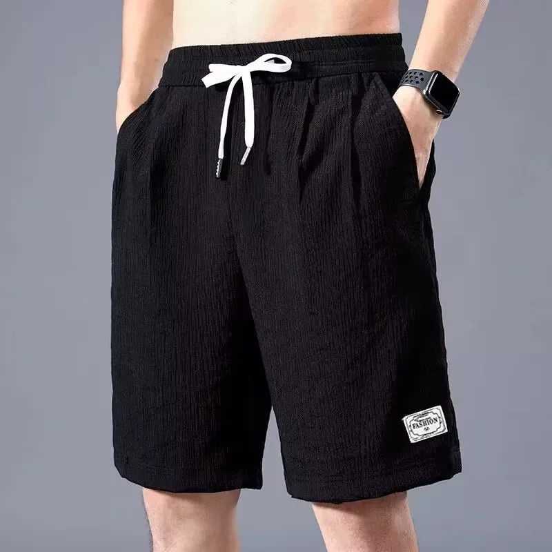 Lce Silk Shorts Men's Thin Sports Cropped Pants Loose Straight Leg Cool Breathable New Fashion Trend Casual XL-XXXL Vibey